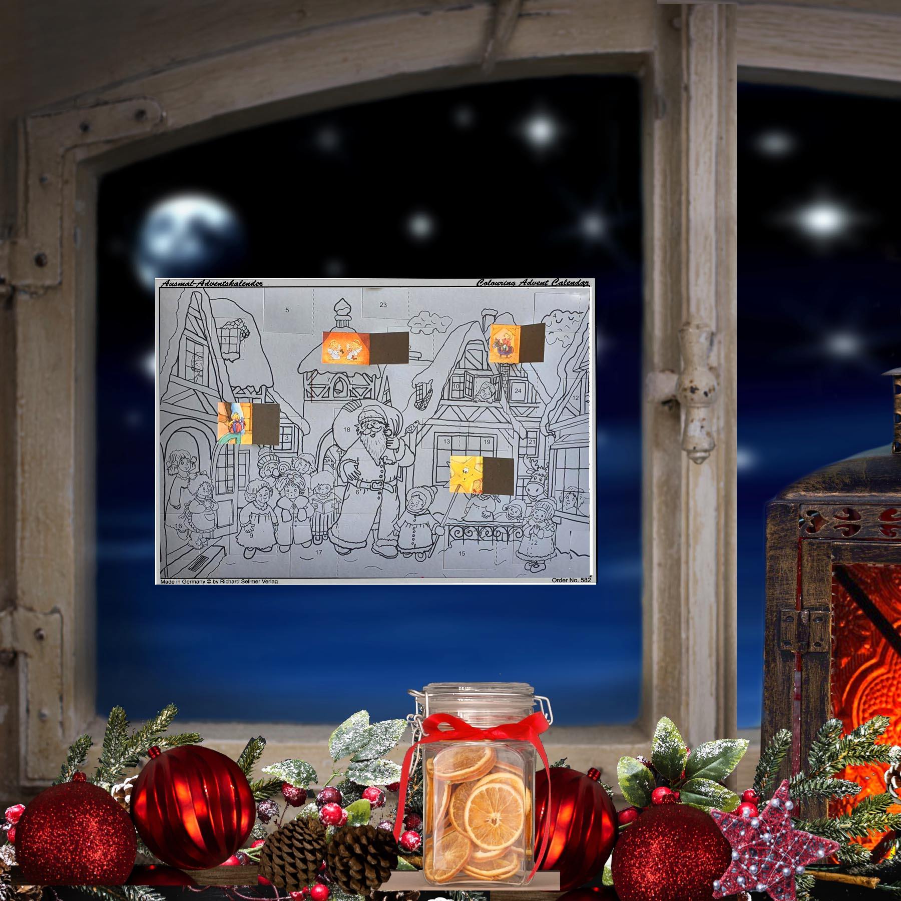 Ausmal-Adventskalender "Der Weihnachtsmann kommt in die Stadt" - Sellmer Adventskalender