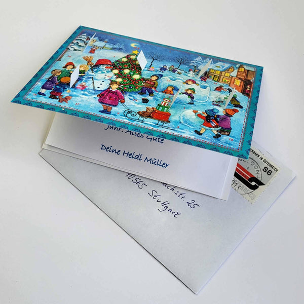 Postkarten-Adventskalender "Fröhliches Treiben im Schnee" - Sellmer Adventskalender