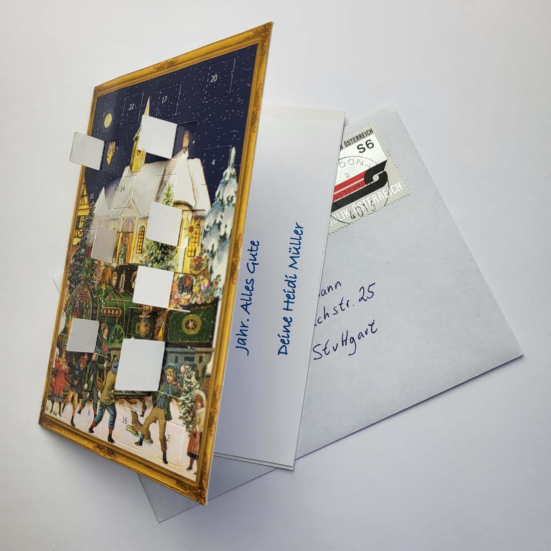 Postkarten-Adventskalender "Weihnachtszug" - Sellmer Adventskalender
