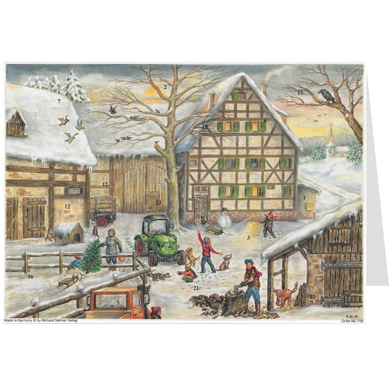Postkarten-Adventskalender "Winter auf dem Bauernhof" - Sellmer Adventskalender