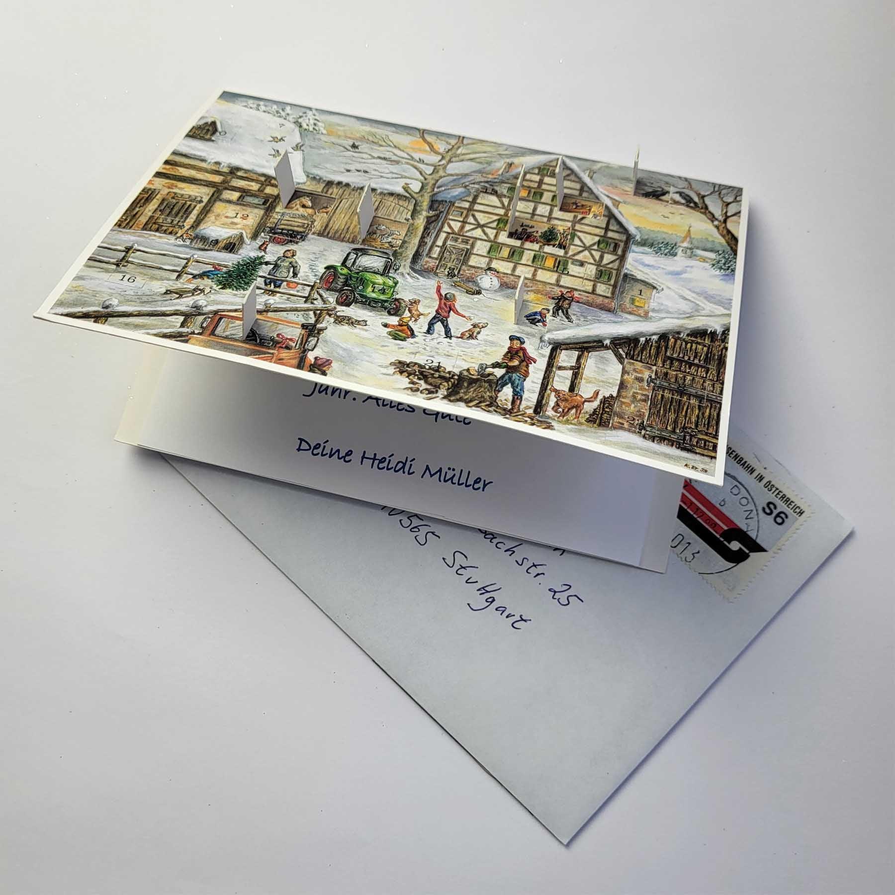 Postkarten-Adventskalender &quot;Winter auf dem Bauernhof&quot; - Sellmer Adventskalender