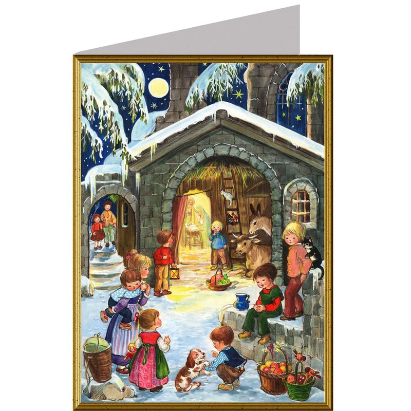 Weihnachtskarte "Am Stall" - Sellmer Adventskalender