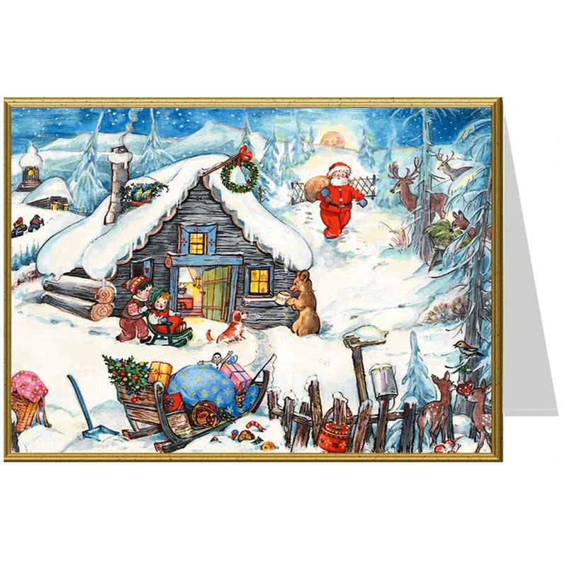 Weihnachtskarte "Der Weihnachtsmann im Schnee" - Sellmer Adventskalender