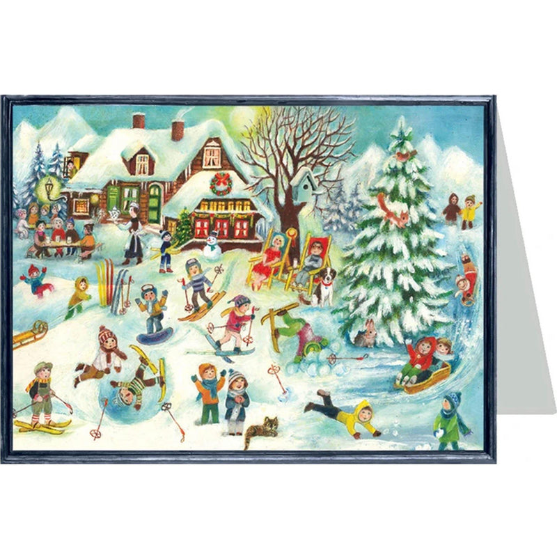 Weihnachtskarte "Skihütte" - Sellmer Adventskalender