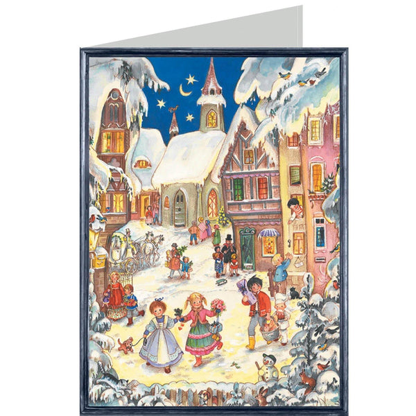 Weihnachtskarte "Verschneites Städtchen" - Sellmer Adventskalender