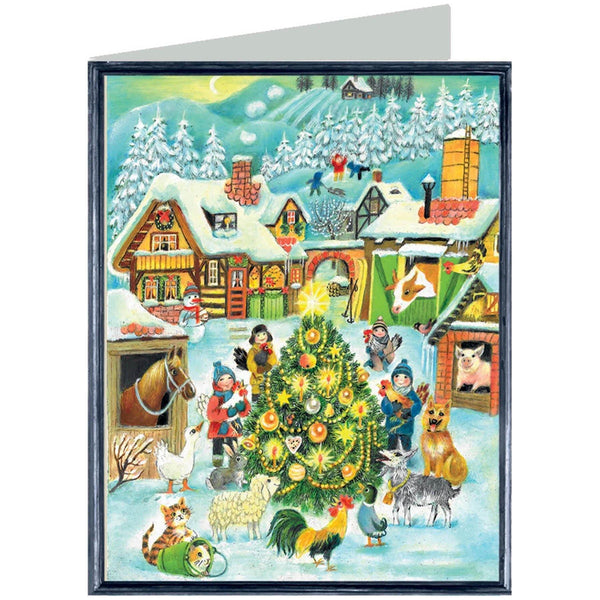 Weihnachtskarte "Weihnachten auf dem Bauernhof" - Sellmer Adventskalender