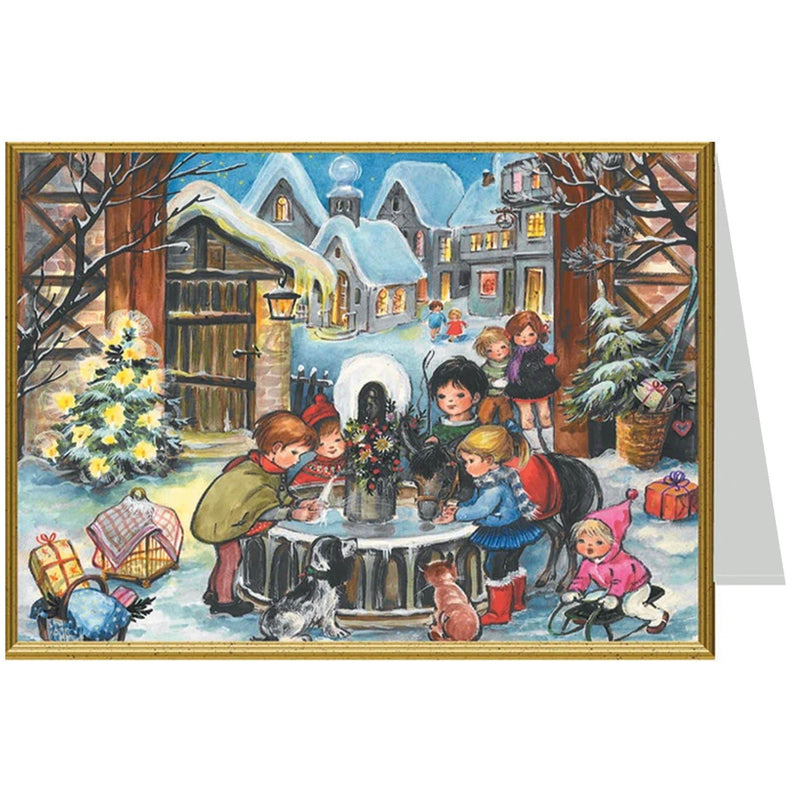 Weihnachtskarte "Winter am Brunnen" - Sellmer Adventskalender