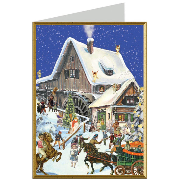 Weihnachtskarte "Winter an der Mühle" - Sellmer Adventskalender