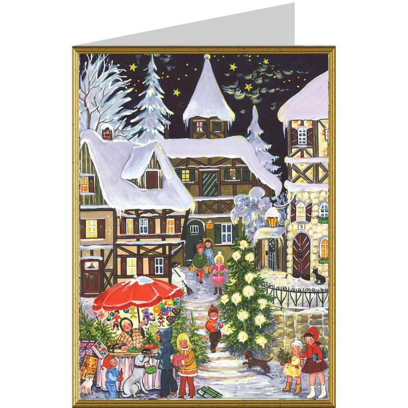 Weihnachtskarte "Winter im Dorf" - Sellmer Adventskalender