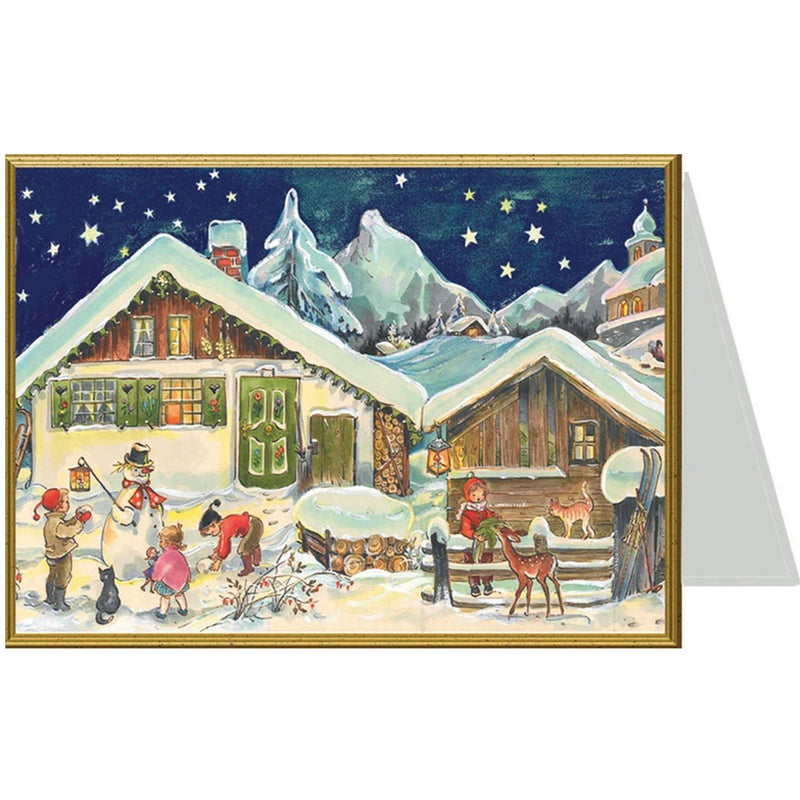 Weihnachtskarte "Wir bauen einen Schneemann" - Sellmer Adventskalender