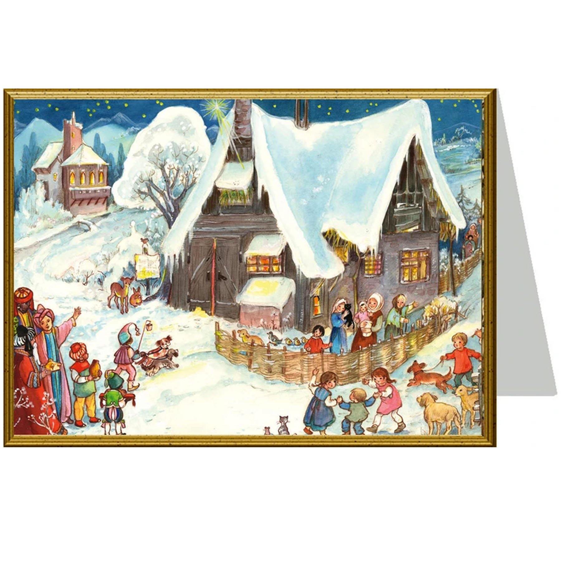 Richard Sellmer Weihnachtskarte „Sternen-Singer“ – Klassische Weihnachtsgrüße Auf Hochwertigem Kartenpapier | Glatte Oberfläche